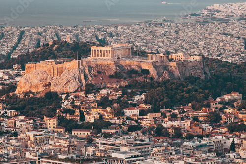 cityscape of Athens in early morning with the Acropolis seen from Lycabettus Hill, the highest point in the city © Melinda Nagy