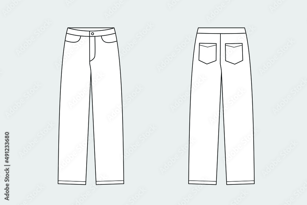 Woman trousers and jeans vector template isolated on a grey background ...