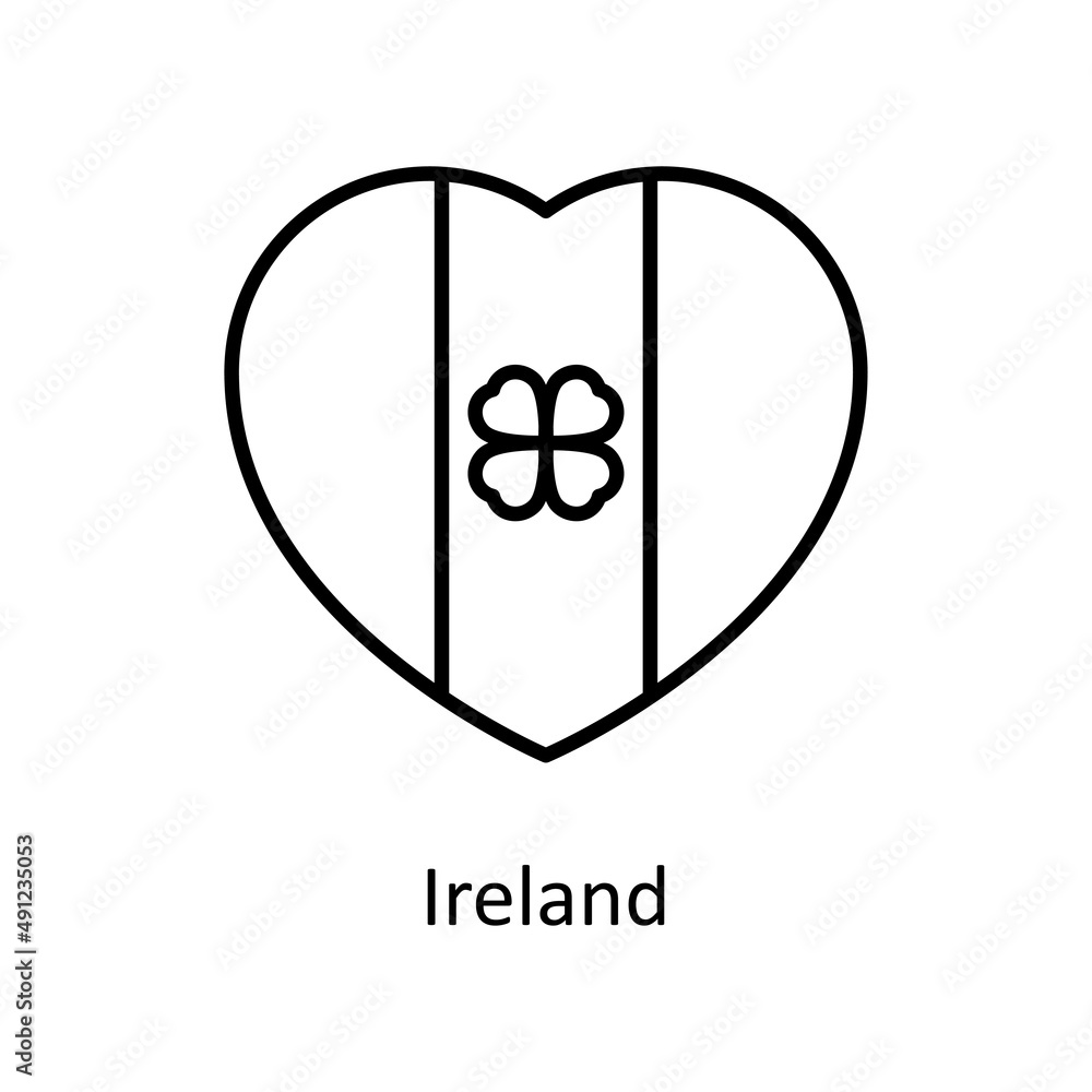 Obraz premium Ireland Vector Outline Icon Design illustration. St Patrick's Day Symbol on White background EPS 10 File