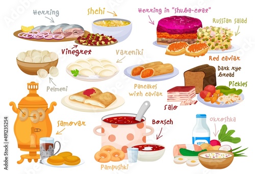Traditional Russian cuisine. The most popular dishes in Russia.