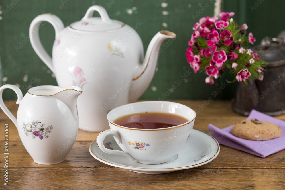 Fototapeta premium Tea Set and Cookies