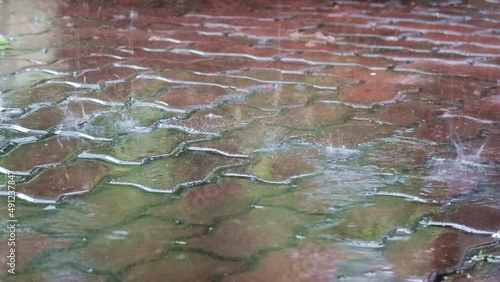 one minute rain on bricks 