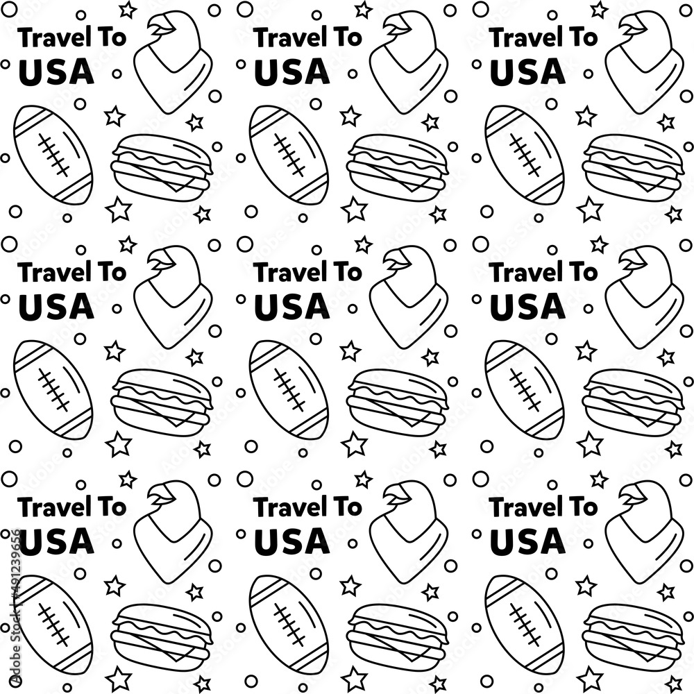 Travel to USA doodle seamless pattern vector design Travel to USA doodle seamless pattern vector design