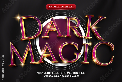 Shiny dark magic gold 3d editable text effect