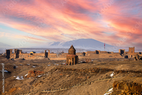 Ani Ruins, Ani is a ruined and uninhabited medieval Armenian city-site situated in the Turkish province of Kars. photo