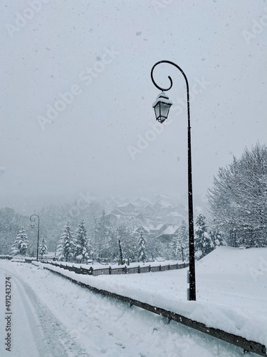 snow covered road in winter