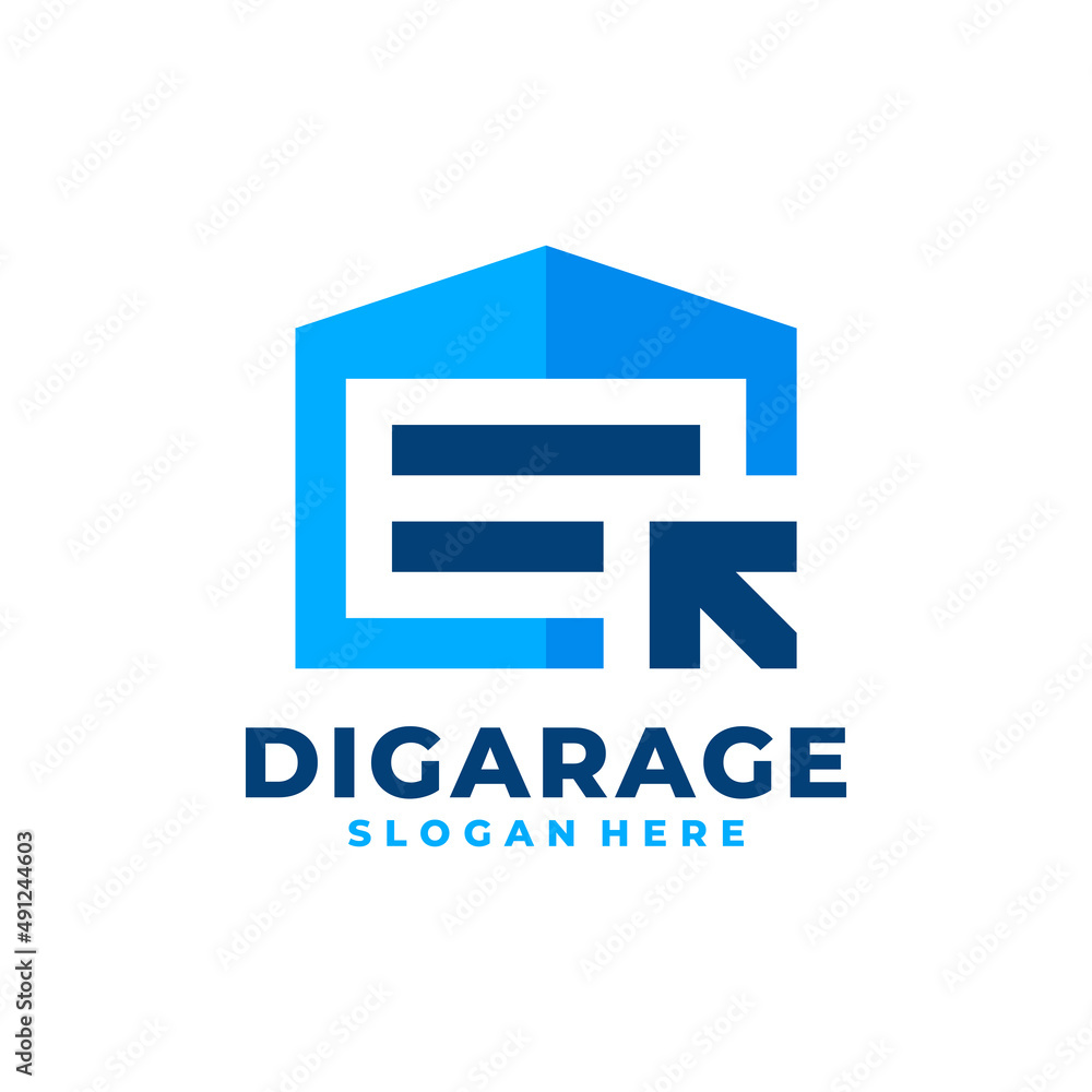 Digital garage logo vector. Future storage service logo template design concept. Stock Vector