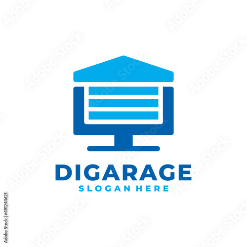 Digital garage logo vector. Future storage service logo template design concept.