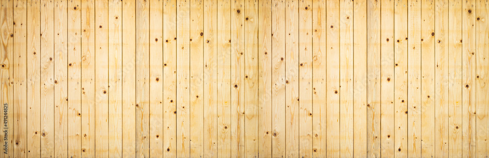 Naklejka premium old pine wood plank wall texture panoramic background
