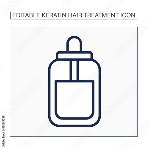 Serum line icon. Hair treatment procedure. Moisturizing and strengthening unhealthy hair. Beauty procedure concept. Isolated vector illustration. Editable stroke