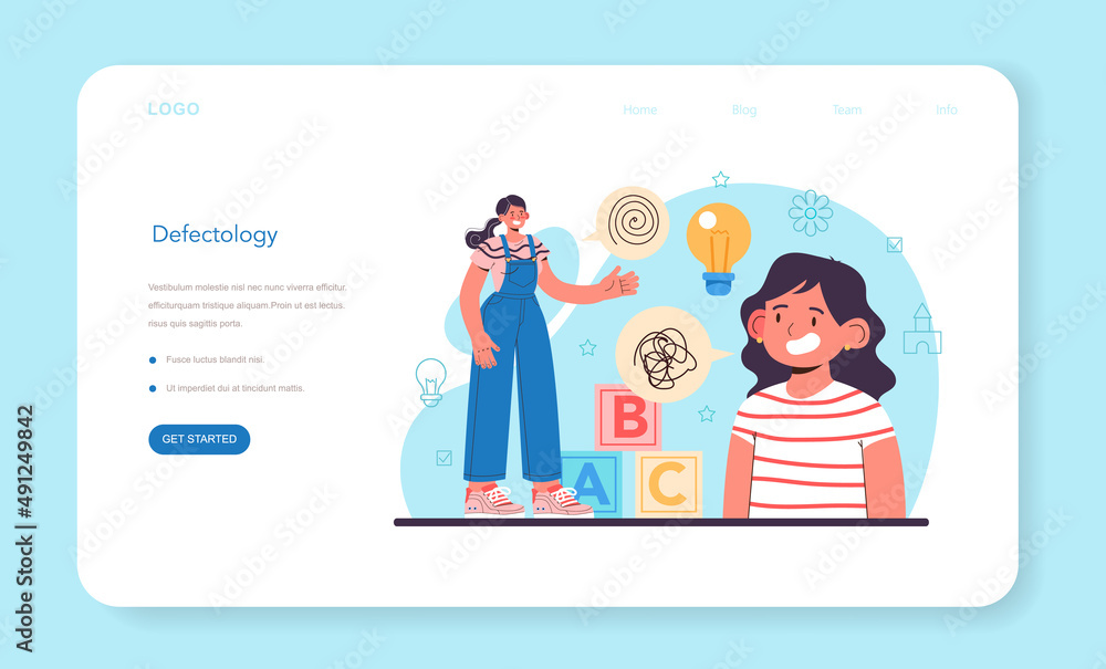 Defectologist web banner or landing page. Psychologist or educator Defectologist web banner or landing page. Psychologist or educator