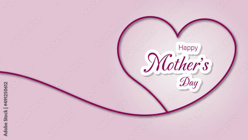 Happy Mothers Day, sales special offer banner illustrations with free spaces.  Mom ever greetings card. Love you mom. Vector template of purple or pink light gradient art design. 