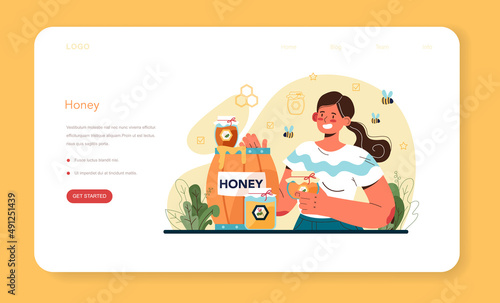 Hiver or beekeeper web banner or landing page. Professional farmer