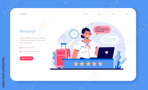 Hotel web banner or landing page. Tourism service, professional