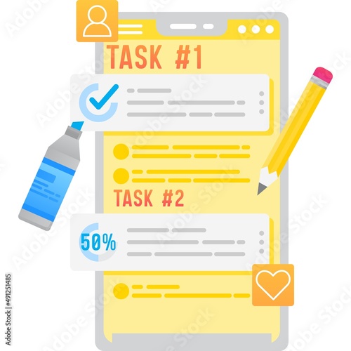Online task manager mobile application vector icon