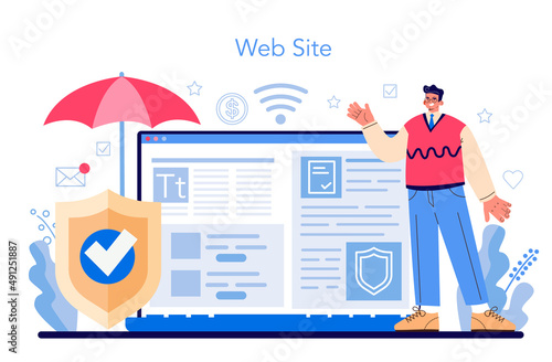 Insurance agent online service or platform. Idea of security and protection