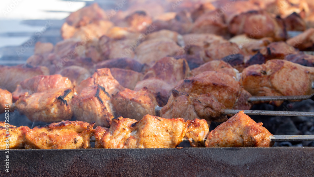 Cooking barbecue on the street. Cooking barbecue on the street.