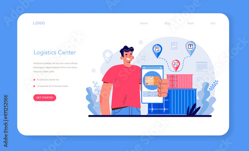 Loader service web banner or landing page. Stevedore in uniform