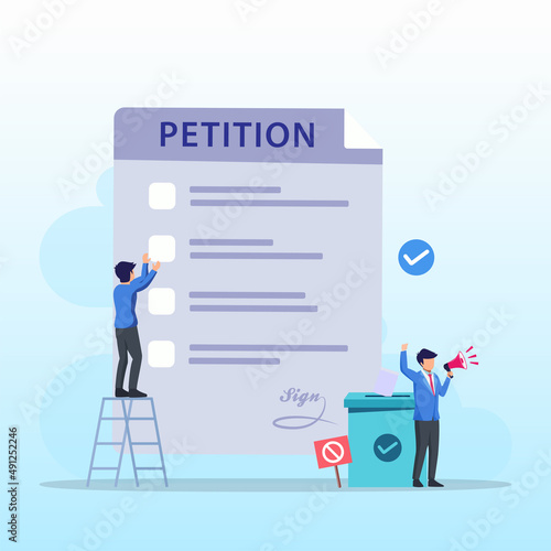 Petition form concept. People signing and spreading petition or complaint. flat vector © songo_