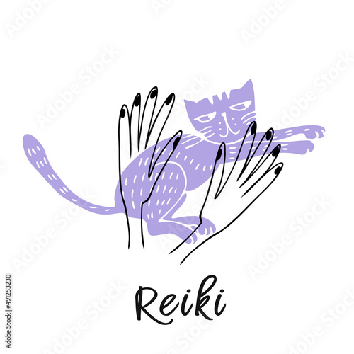 Reiki healing of animals. Logo. Vector.