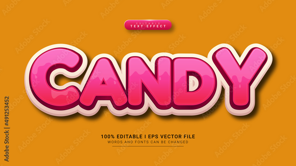 candy cartoon text style effect Stock Vector | Adobe Stock