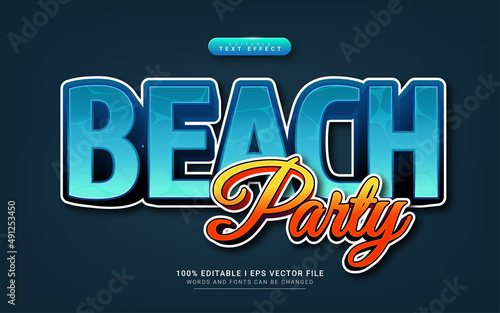 beach party 3d text style effect