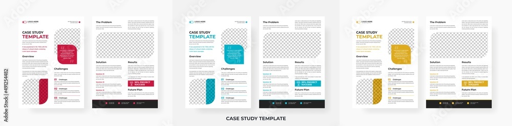Professional case study template design, creative business case study double side flyer template