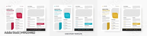 Professional case study template design, creative business case study double side flyer template