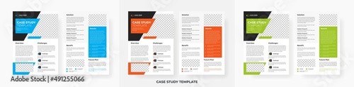 Professional case study template design, creative business case study double side flyer template