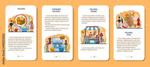 Falafel web banner or landing page. Traditional dish of Jewish cuisine.