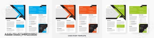 Professional case study template design, creative business case study double side flyer template