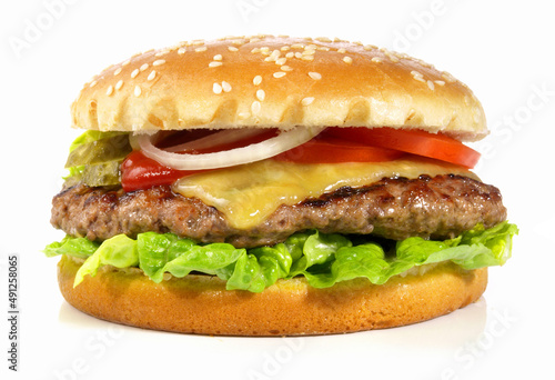 Grilled Cheeseburger on White - Isolated