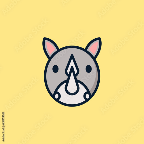 Cute Wild animal illustration design, rhino vector icon