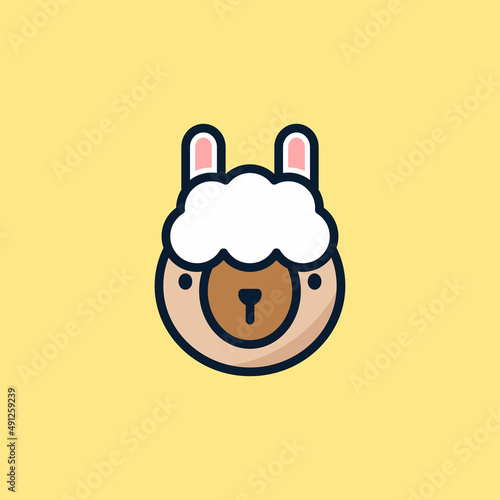 Cute Wild animal illustration design, alpaca vector icon