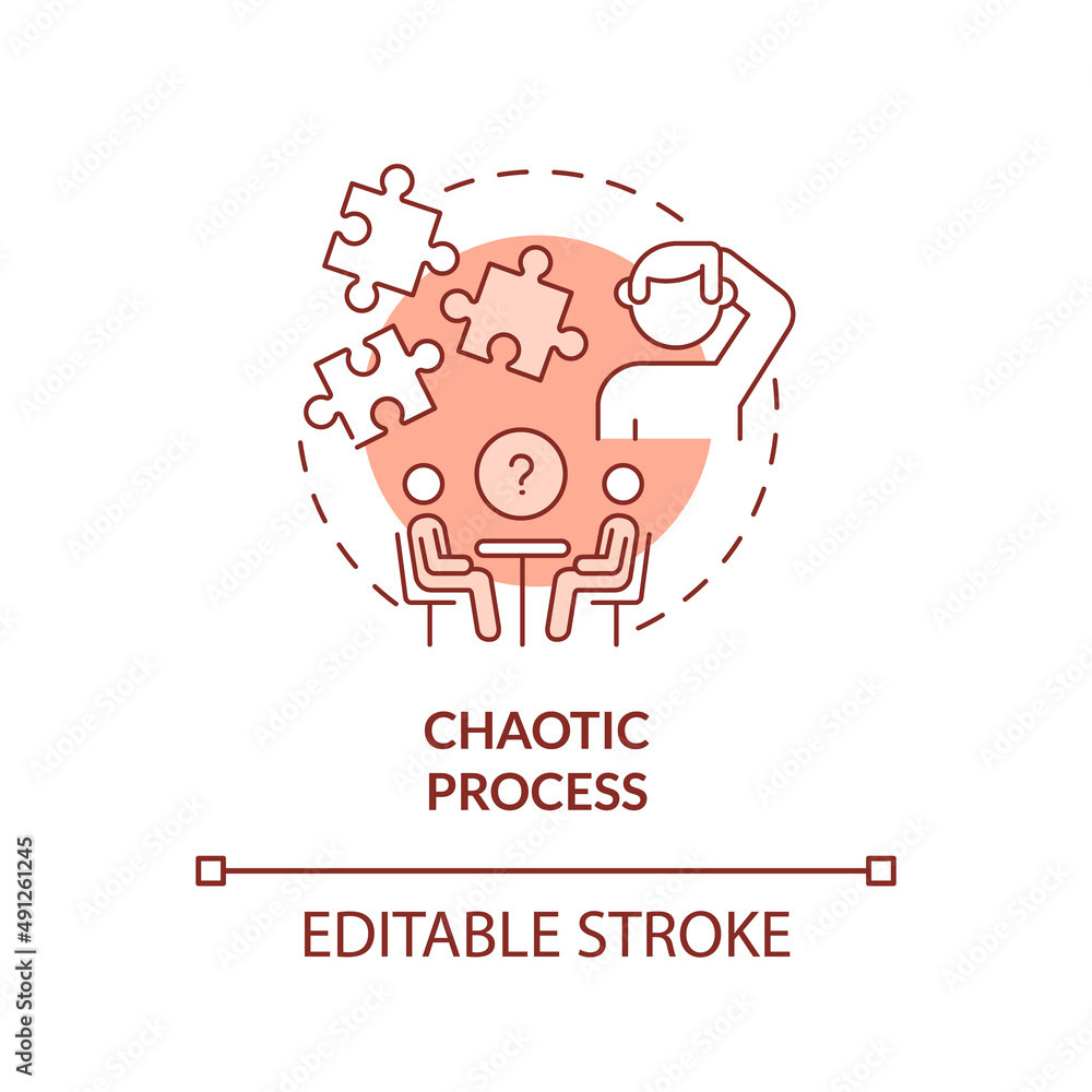 Chaotic process terracotta concept icon. Red light in employment interview process abstract idea thin line illustration. Isolated outline drawing. Editable stroke. Arial, Myriad Pro-Bold fonts used Chaotic process terracotta concept icon. Red light in employment interview process abstract idea thin line illustration. Isolated outline drawing. Editable stroke. Arial, Myriad Pro-Bold fonts used