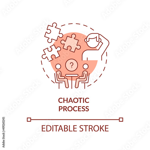 Chaotic process terracotta concept icon. Red light in employment interview process abstract idea thin line illustration. Isolated outline drawing. Editable stroke. Arial, Myriad Pro-Bold fonts used