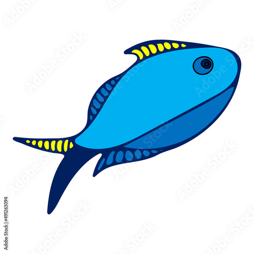 Colored sea fish illustration on white background.