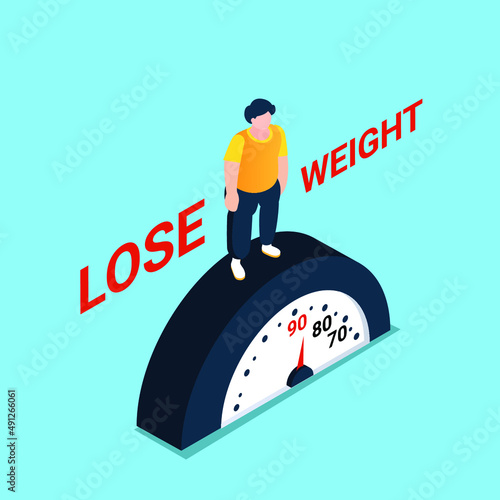 Lose weight isometric 3d vector concept for banner, website, illustration, landing page, flyer, etc.
