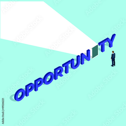 Opportunity door isometric 3d vector concept for banner, website, illustration, landing page, flyer, etc.