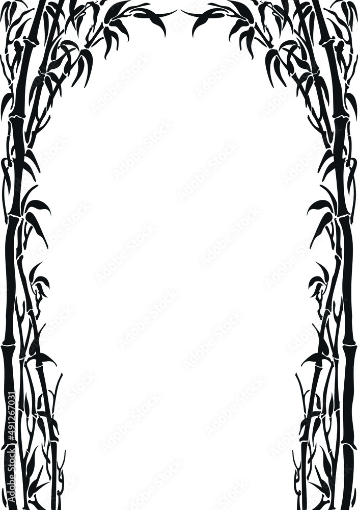 Naklejka premium bamboo arch, bamboo leaves, plants
