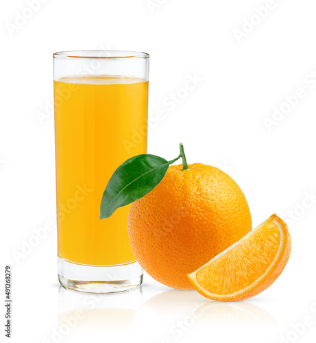 Glass of orange juice isolated on white background with clipping path.