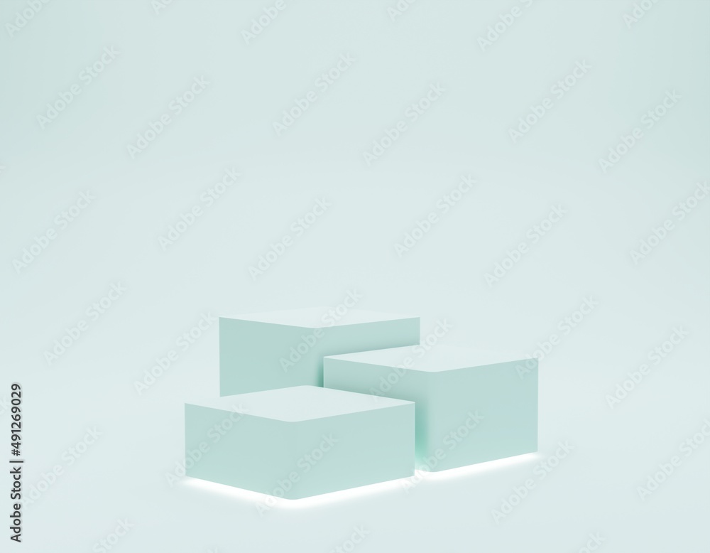 Mint green product display podium with lighting. 3d rendering. Mint green product display podium with lighting. 3d rendering.
