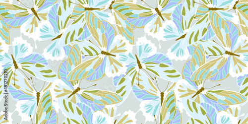 Beautiful colorful butterflies wing texture, seamless pattern background