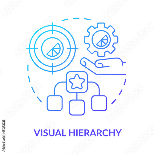 Visual hierarchy blue gradient concept icon. Order of parts importance. Graphic design principles abstract idea thin line illustration. Isolated outline drawing. Myriad Pro-Bold font used