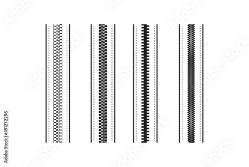 Seamless Zippers Zip for Dresses Garments Bags Fashion Clothing and Accessories Illustration Vector