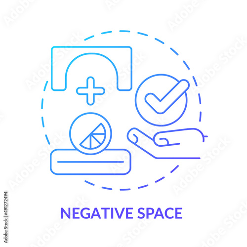 Negative space blue gradient concept icon. Visual composition. Principles of graphic design abstract idea thin line illustration. Isolated outline drawing. Myriad Pro-Bold font used