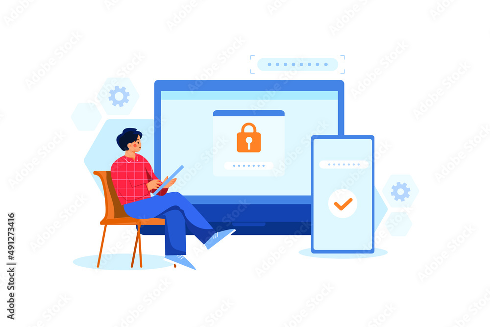 PIN code to unlock password screen Illustration concept. Flat illustration isolated on white background