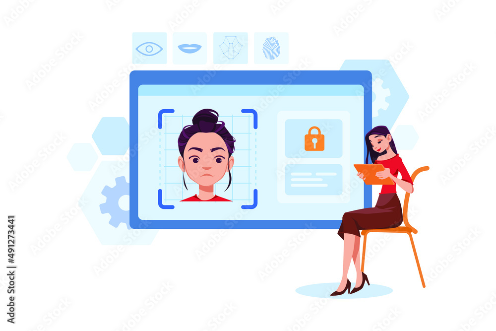 Biometric identification Illustration concept. Flat illustration isolated on white background Biometric identification Illustration concept. Flat illustration isolated on white background