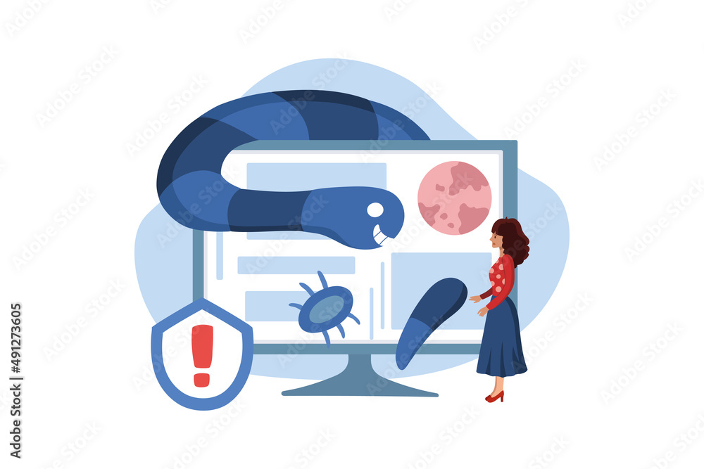 Internet Worm Attack illustration concept Internet Worm Attack illustration concept