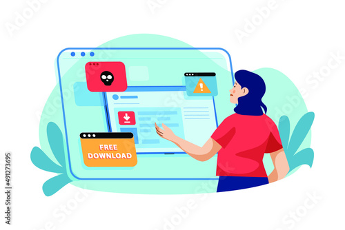 Computer Adware Attack illustration concept